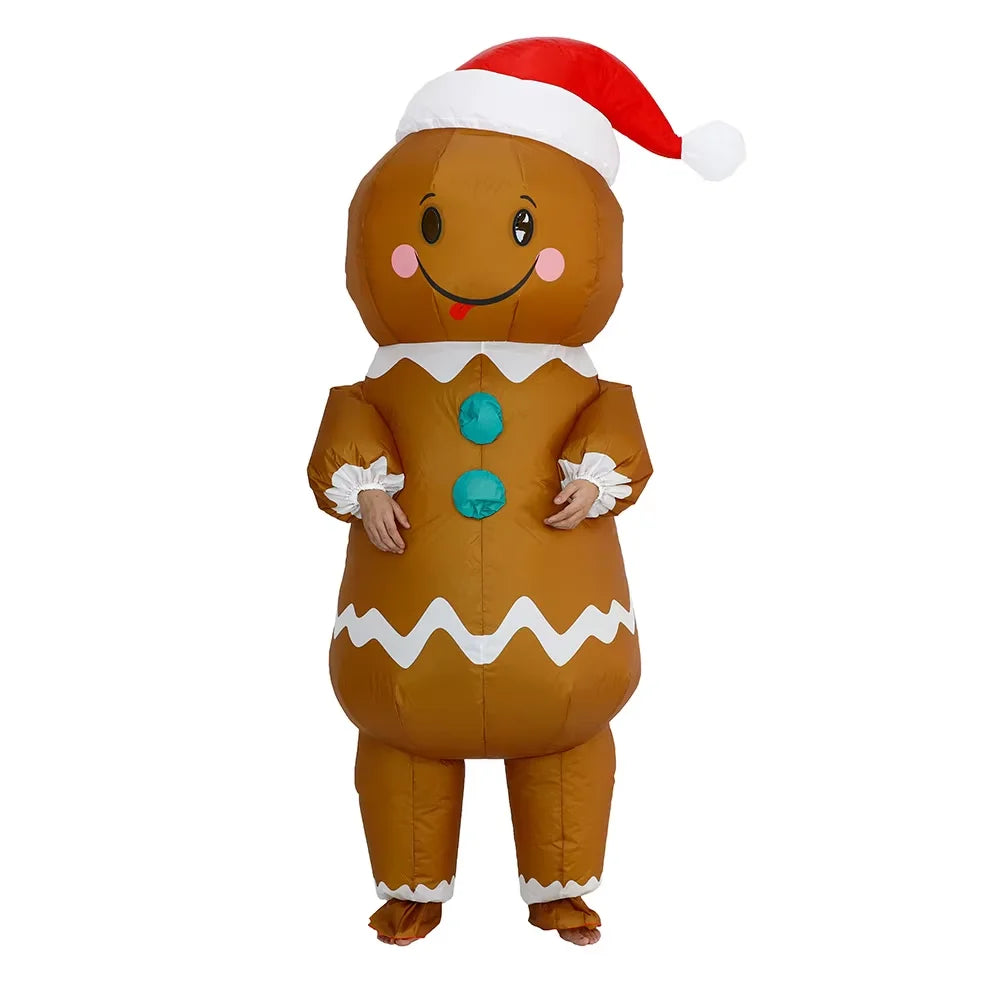 Christmas Funny Inflatable Costumes Gingerbread Man Santa Claus Elk Snowman Tree Penguin Adult Kid Halloween Carnival Party