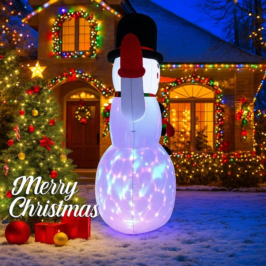 2.4M/8FT Inflatable Snowman Outdoor Ornament Christmas Home Inflatable Toy with LED Lights Yard Xmas Party DIY Decorations
