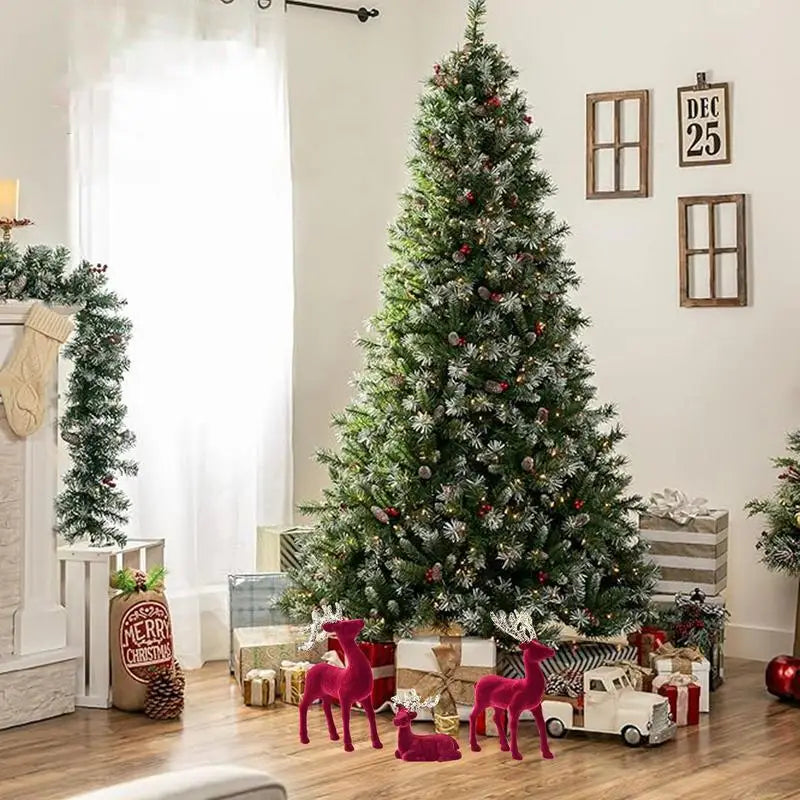 Reindeer Christmas Decoration 3 Pieces Elk Figurine Party Decoration Retro Reindeer Christmas Party Reindeer Centerpiece Festive