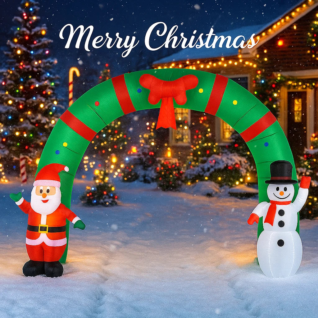10.17FT Inflatable Toy Arch Snowman Santa With LED Lights Xmas Yard Lawn Garden Party Decor Christmas Home Supplie Ornament Gift