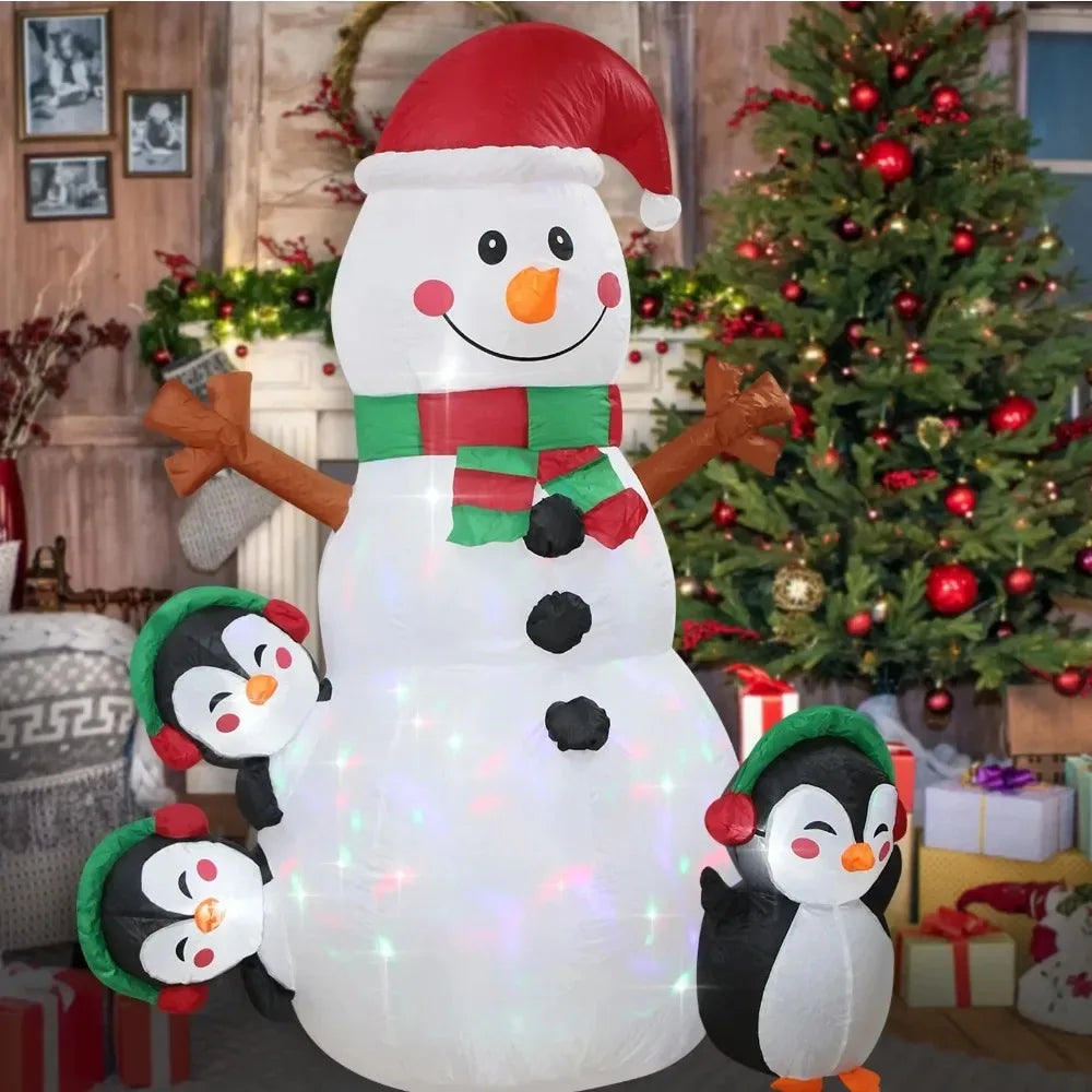 Christmas Inflatable Outdoor Decor Built-In Colorful LED Snowman Penguin Gingerbread Man Santa Claus Indoor Outdoor Winter Decor