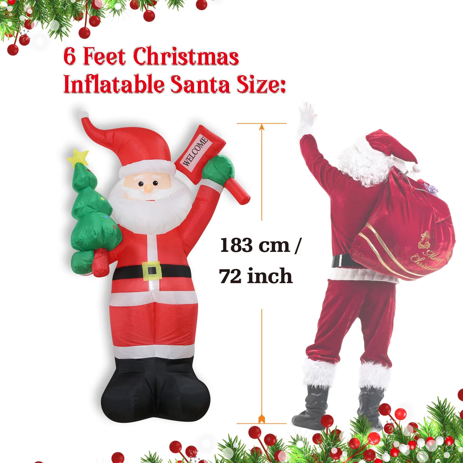 Christmas Inflatable Outdoor Decor Built-In Colorful LED Snowman Penguin Gingerbread Man Santa Claus Indoor Outdoor Winter Decor