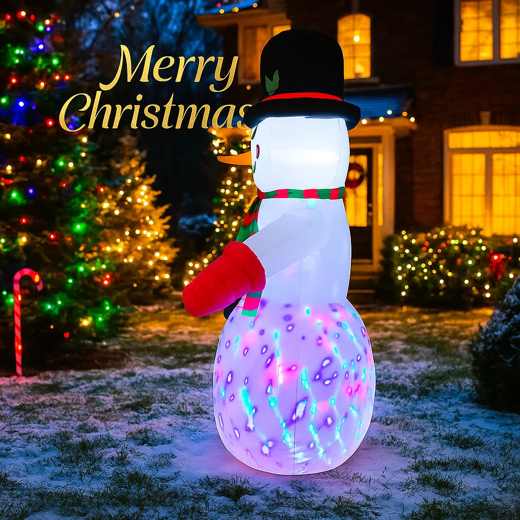 2.4M/8FT Inflatable Snowman Outdoor Ornament Christmas Home Inflatable Toy with LED Lights Yard Xmas Party DIY Decorations