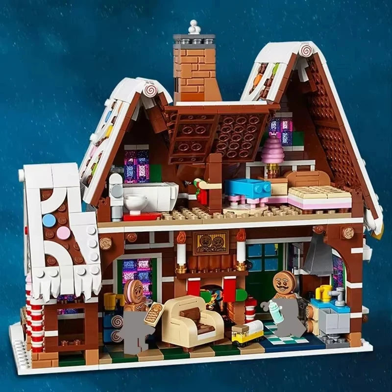 Christmas Gingerbread House Family Gathering Building Blocks Elk Gingerbread Man Children Assemble Educational Toys Gifts