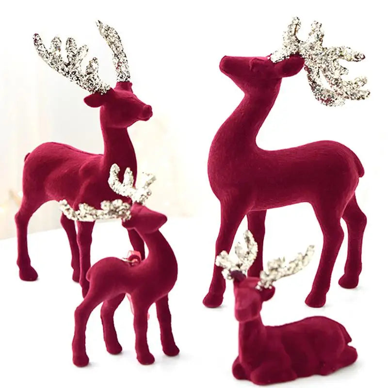 Reindeer Christmas Decoration 3 Pieces Elk Figurine Party Decoration Retro Reindeer Christmas Party Reindeer Centerpiece Festive