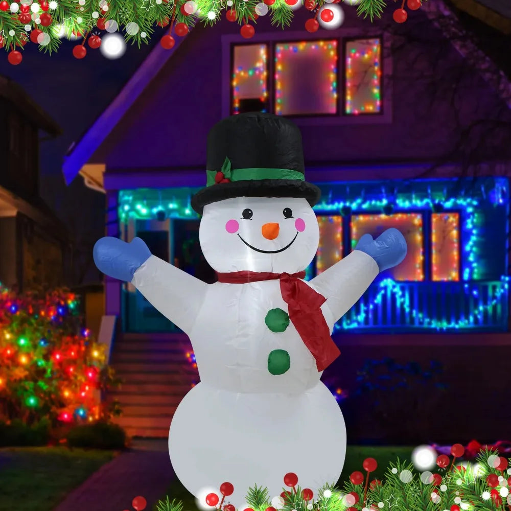 Christmas Inflatable Outdoor Decor Built-In Colorful LED Snowman Penguin Gingerbread Man Santa Claus Indoor Outdoor Winter Decor