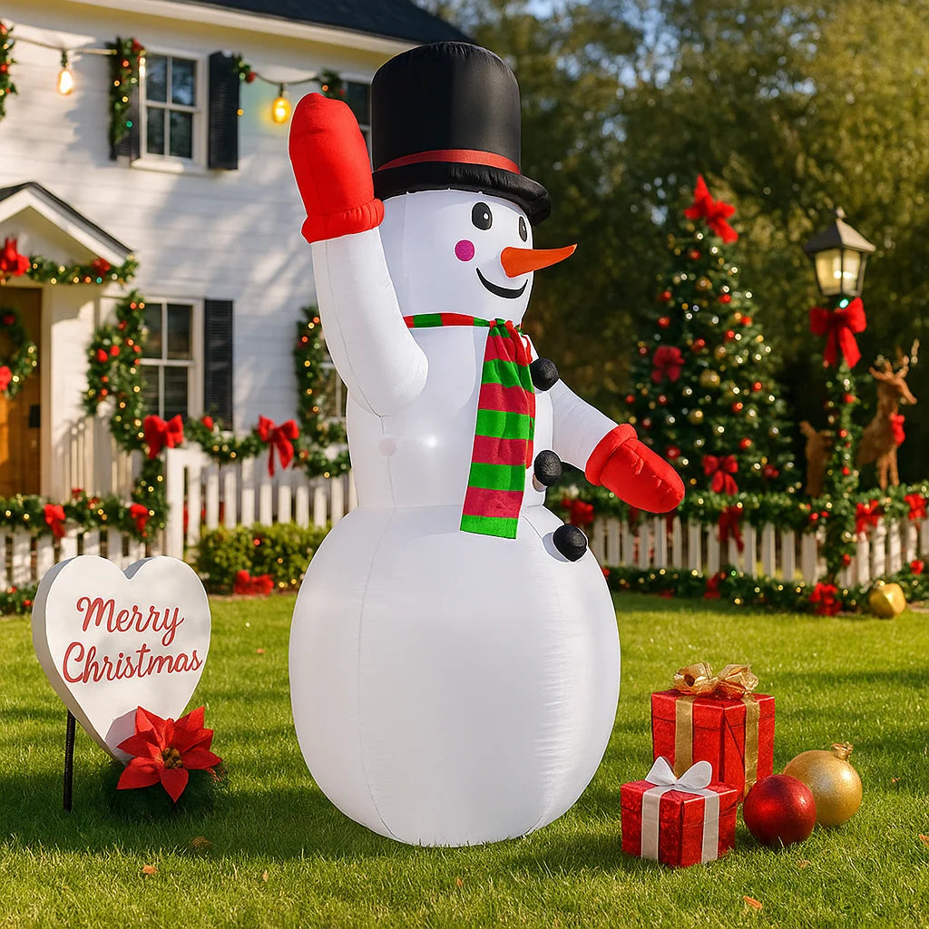 7.8FT Snowman Santa Claus Inflatable Christmas Decorations Xmas Ornaments Lights Home Outdoor Yard Holiday Party Decor Toys