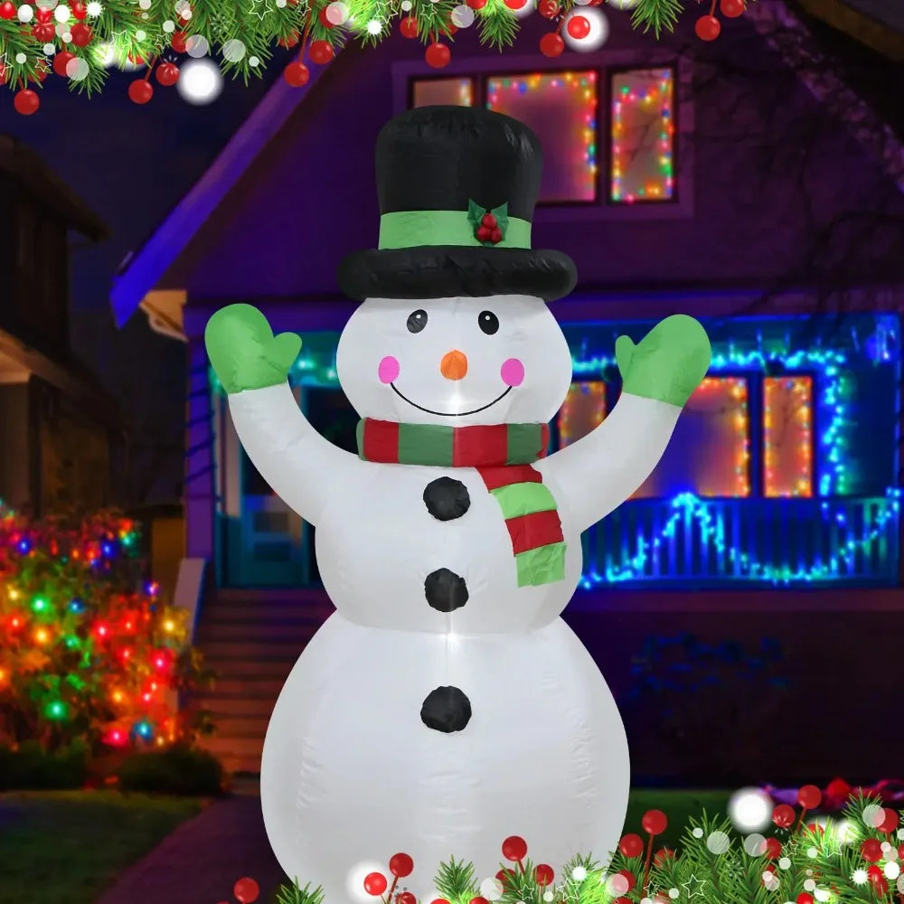 Christmas Inflatable Outdoor Decor Built-In Colorful LED Snowman Penguin Gingerbread Man Santa Claus Indoor Outdoor Winter Decor