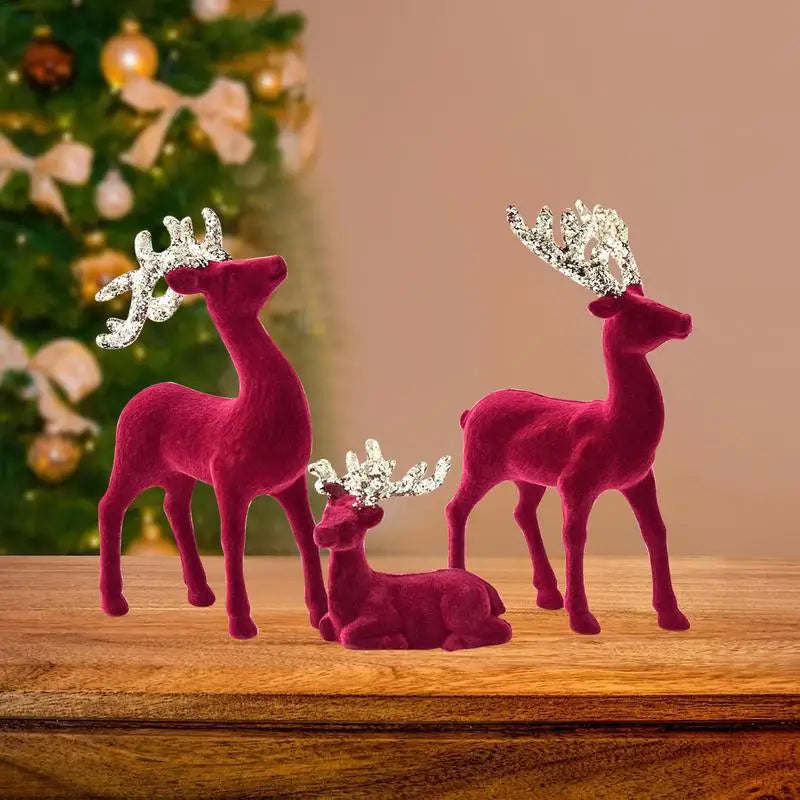 Reindeer Christmas Decoration 3 Pieces Elk Figurine Party Decoration Retro Reindeer Christmas Party Reindeer Centerpiece Festive