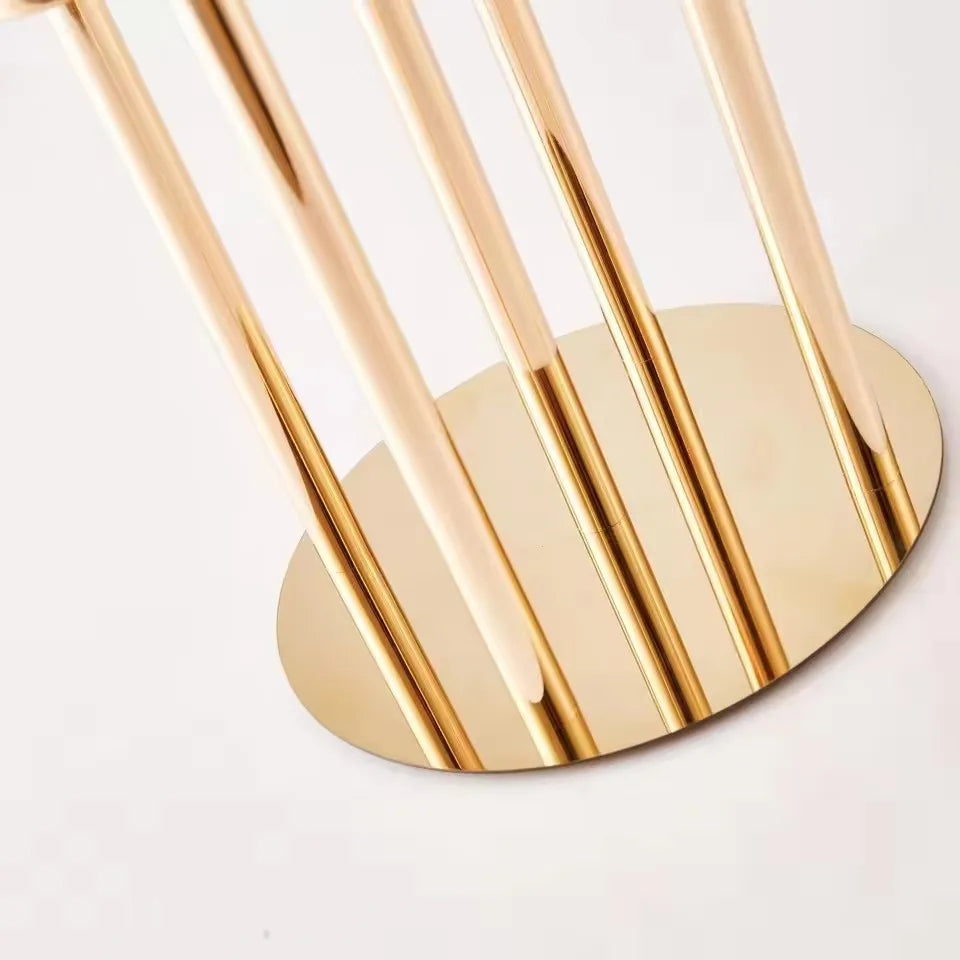 10Pc Gold Small 5 heads Candle Holder Centerpiece, Metal Table Stand with Acrylic Cover, Perfect Weddings and Home Decor