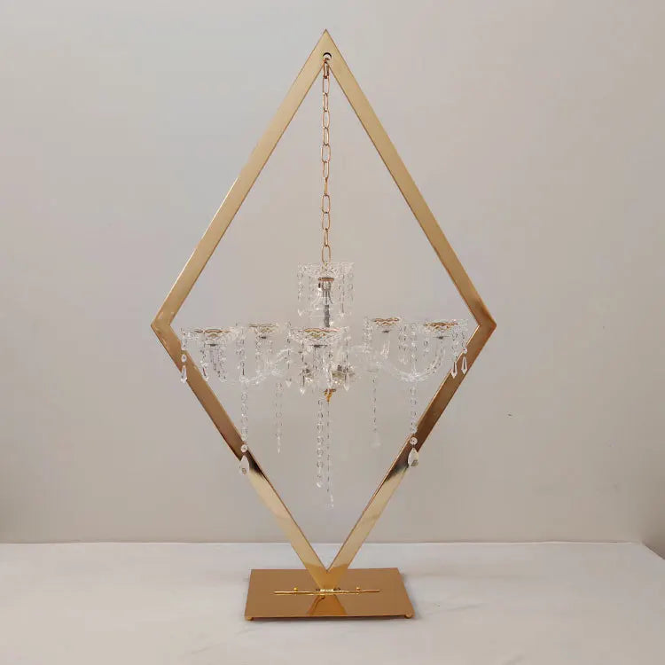 4pcs 6pcs 10 pcs Wedding Gold Metal Tall Diamond Table Centerpieces With candle holder for wedding backdrop arch stage decor