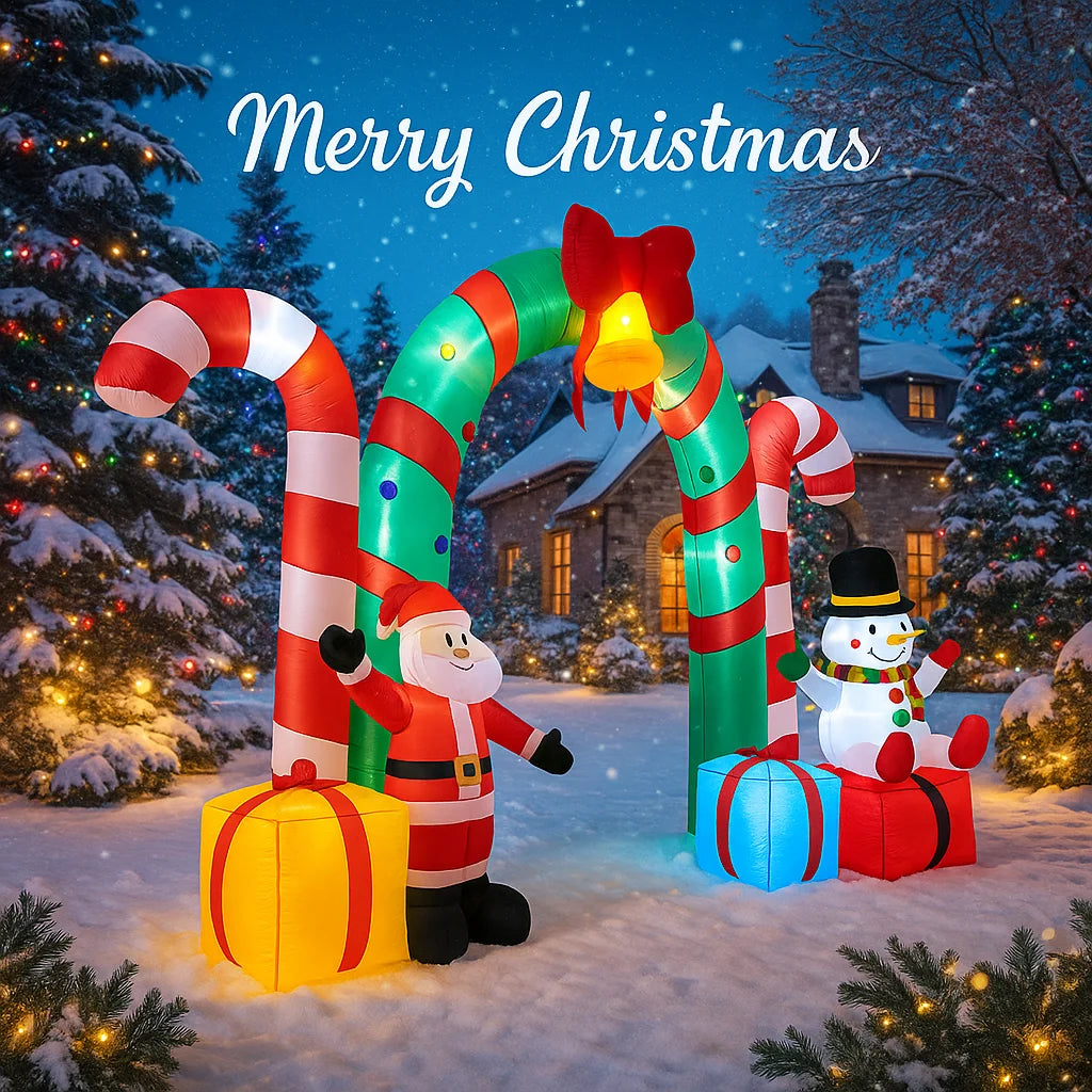 3.1M/10FT Christmas Inflatable Archway Snowman Santa Decorations Home Inflatable Toys with LED Lights Yard Xmas Ornaments Decor