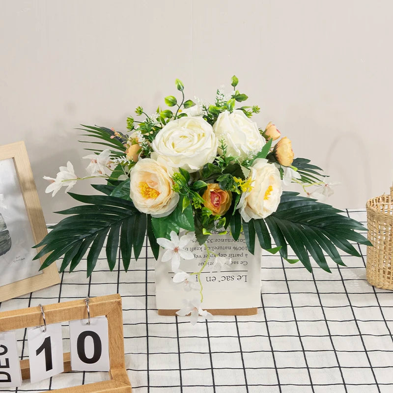 37cm Table Wedding Centerpieces Artificial Flower Ball Rose Pompom Greenery Party Event Stage Road Lead Banquet Props Bouquet