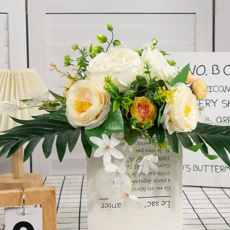 37cm Table Wedding Centerpieces Artificial Flower Ball Rose Pompom Greenery Party Event Stage Road Lead Banquet Props Bouquet