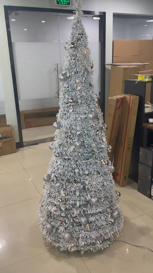 Artificial Folding Christmas Trees 180cm 6ft Luxury Home Flocked Decoration Folding Christmas Trees