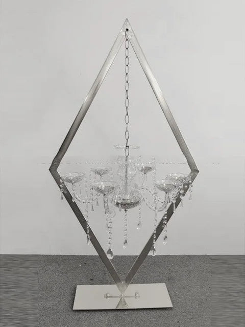 4pcs 6pcs 10 pcs Wedding Gold Metal Tall Diamond Table Centerpieces With candle holder for wedding backdrop arch stage decor