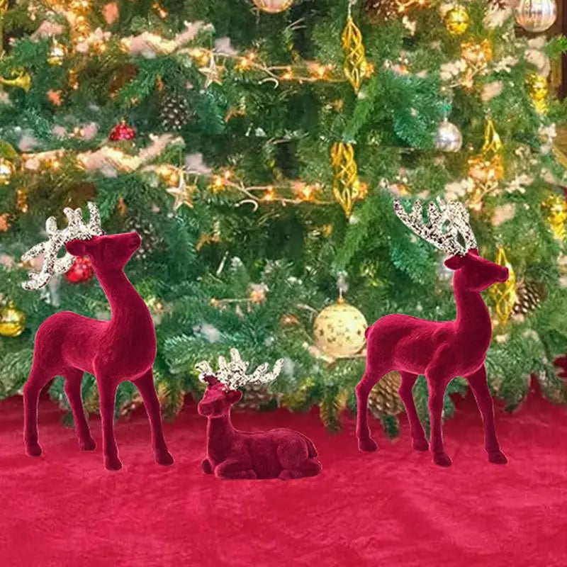 Reindeer Christmas Decoration 3 Pieces Elk Figurine Party Decoration Retro Reindeer Christmas Party Reindeer Centerpiece Festive