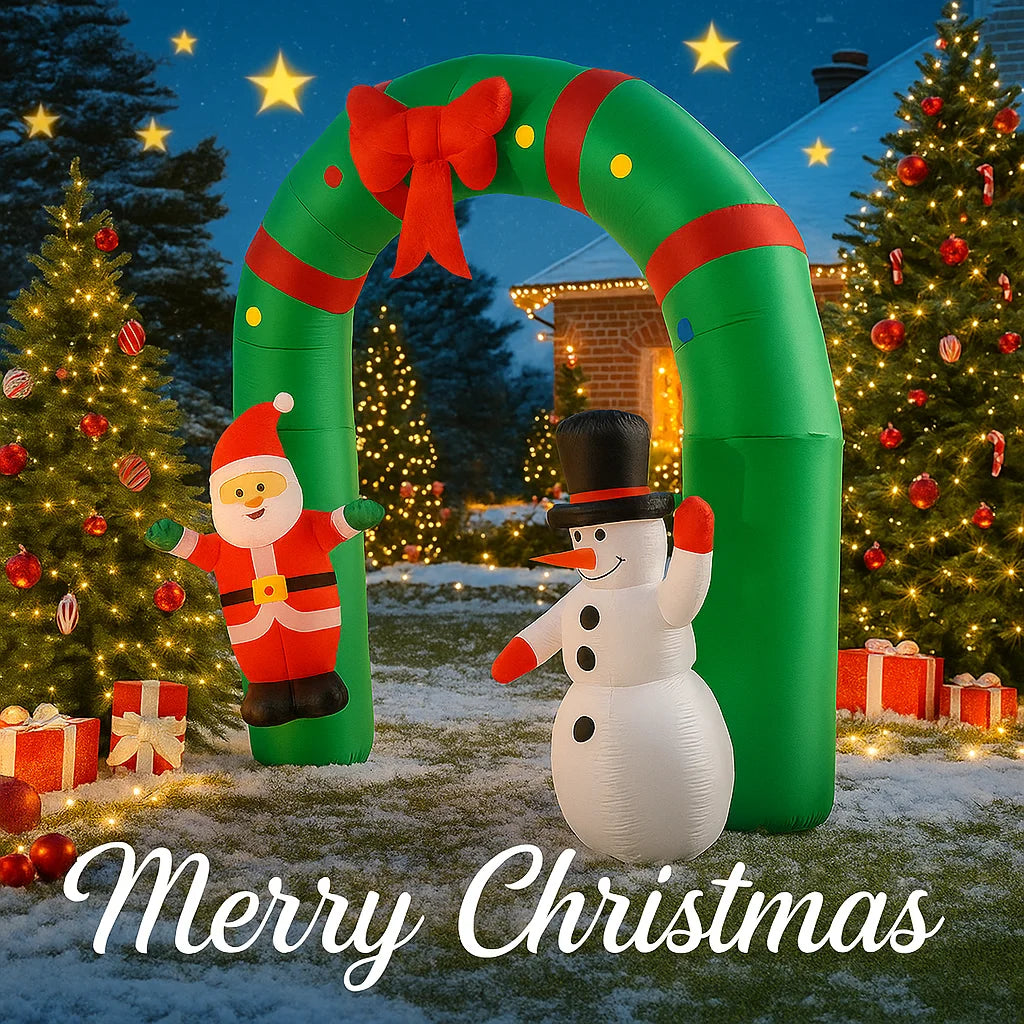 10.17FT Inflatable Toy Arch Snowman Santa With LED Lights Xmas Yard Lawn Garden Party Decor Christmas Home Supplie Ornament Gift