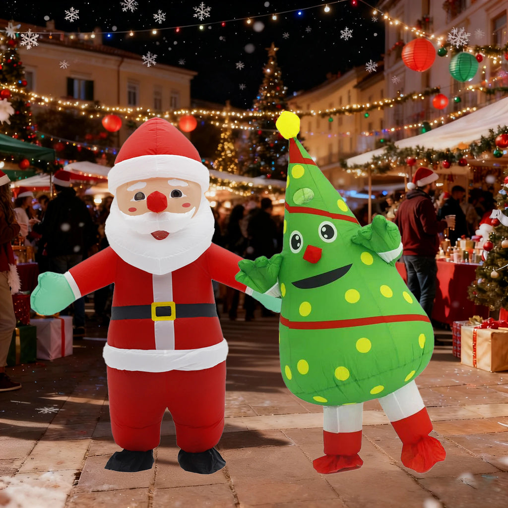 Christmas Funny Inflatable Costumes Gingerbread Man Santa Claus Elk Snowman Tree Penguin Adult Kid Halloween Carnival Party