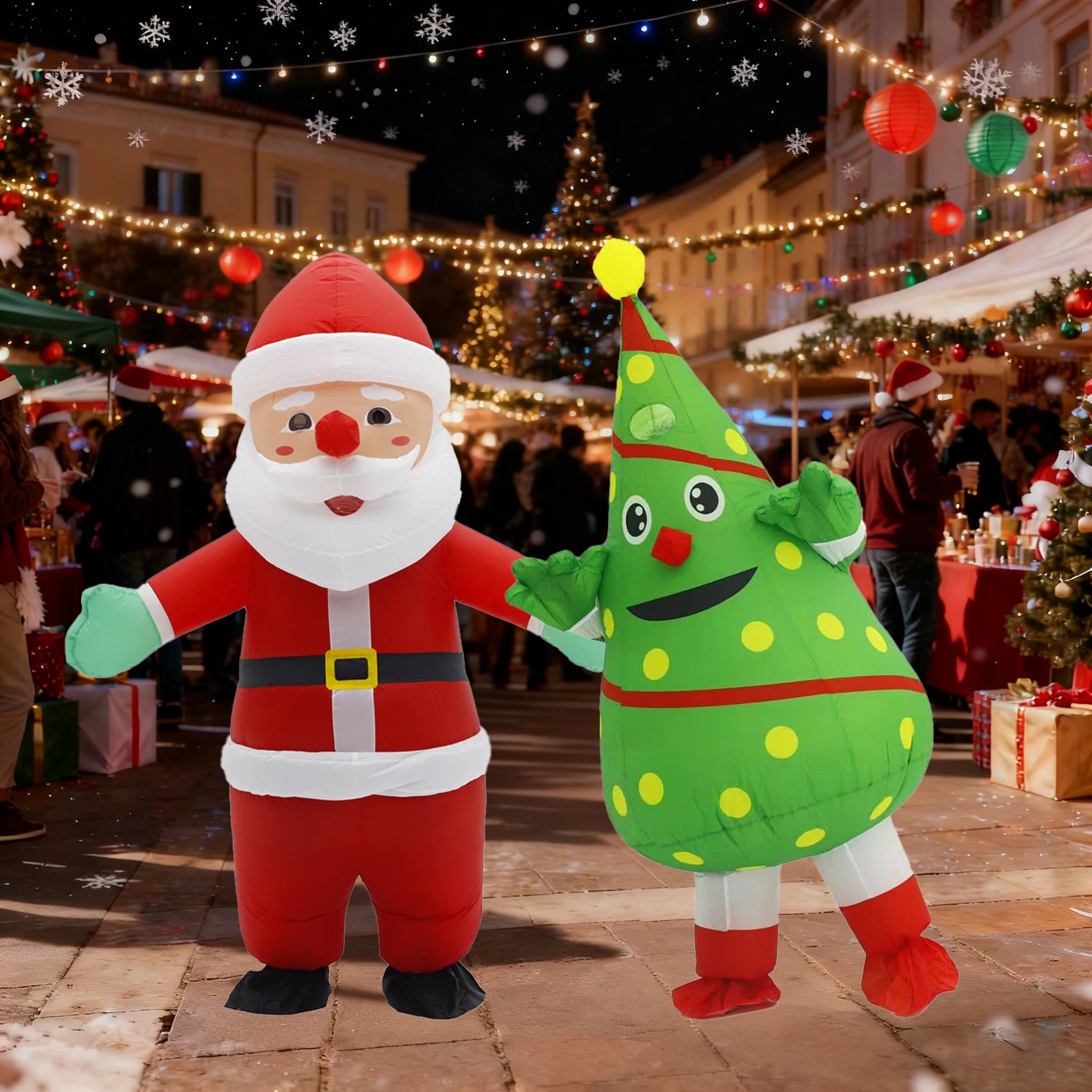 Christmas Funny Inflatable Costumes Gingerbread Man Santa Claus Elk Snowman Tree Penguin Adult Kid Halloween Carnival Party