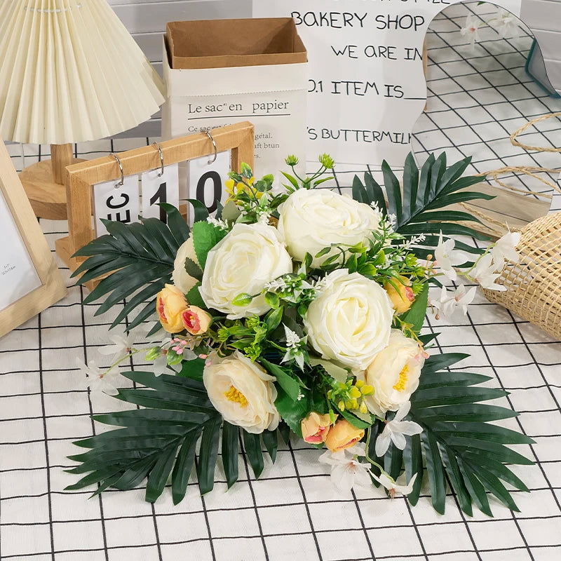 37cm Table Wedding Centerpieces Artificial Flower Ball Rose Pompom Greenery Party Event Stage Road Lead Banquet Props Bouquet