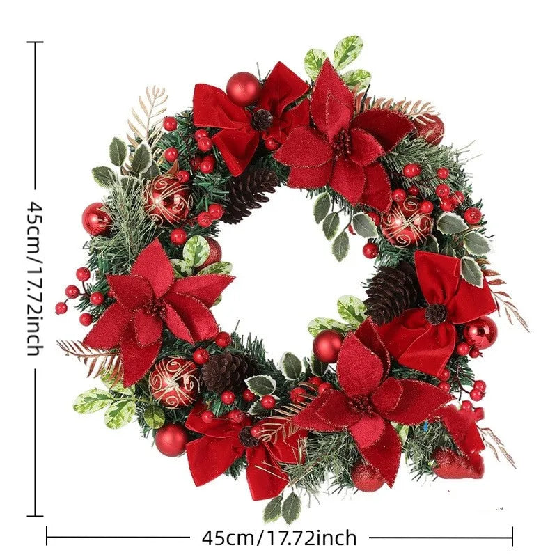 Christmas Wreath for Front Door Window Artificial Wreath Garland Rattan Set Xmas New Year Navidad Home Christmas Decoration ﻿